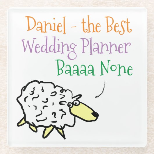 ウエディングプランナーのための羊のデザインガラスコースター ガラスコースター (正面)