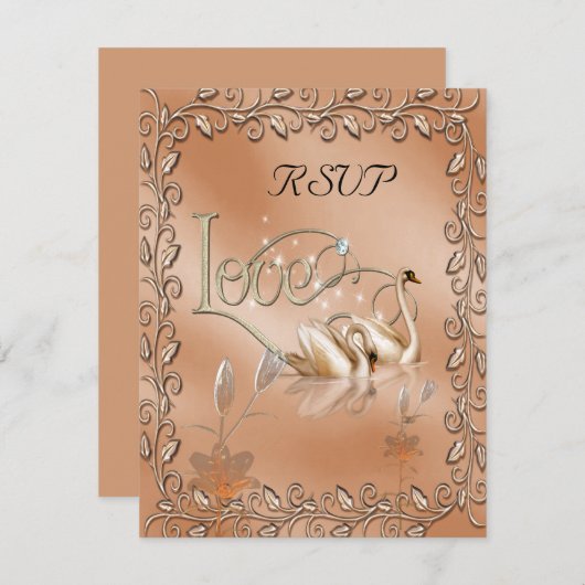 ウエディングラブスワン花 出欠カード (正面/裏面)