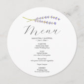 ウエディングラベンダー用の印刷されたメニューカード メニュー (正面)