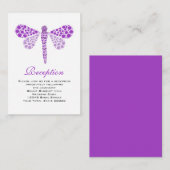 ウエディングレセプションカードパープル&ホワイトドラゴンフライ エンクロージャーカード (正面/裏面)
