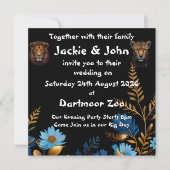 ウエディングレセプション野生動物 招待状 (正面)