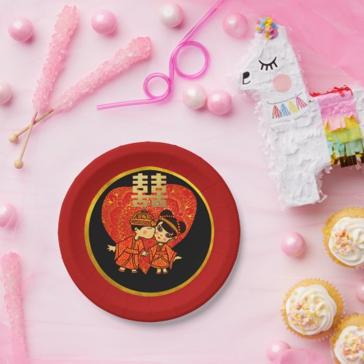 ウエディング中国のパーティープレート伝統的カップル ペーパープレート (パーティー)