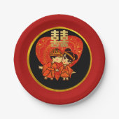 ウエディング中国のパーティープレート伝統的カップル ペーパープレート (正面)