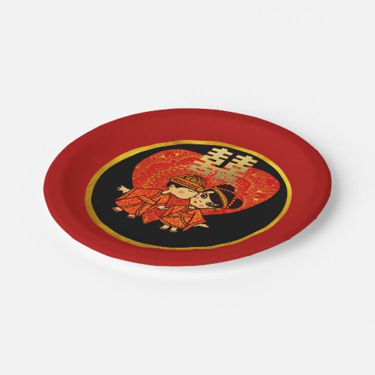 ウエディング中国のパーティープレート伝統的カップル ペーパープレート (アングル)