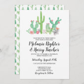 ウエディング招待サクタスウォーターカラーフローラ招待状 招待状 (正面/裏面)