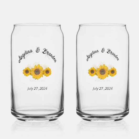 ウエディング用ひまわりトリオ ガラス缶 (正面)