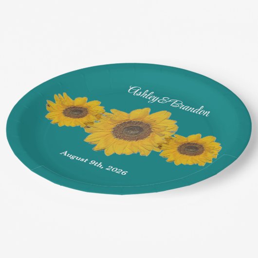 ウエディング用ひまわりトリオno3 ペーパープレート (アングル)