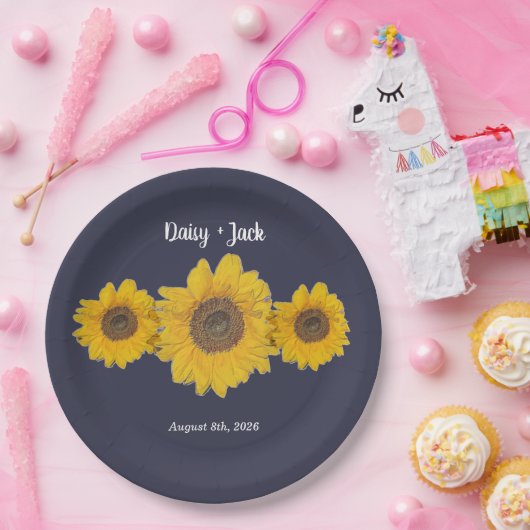 ウエディング用ひまわりトリオno3 ペーパープレート (パーティー)