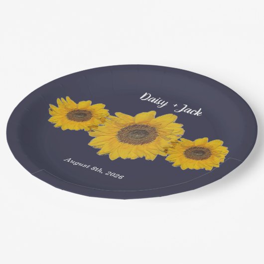 ウエディング用ひまわりトリオno3 ペーパープレート (アングル)