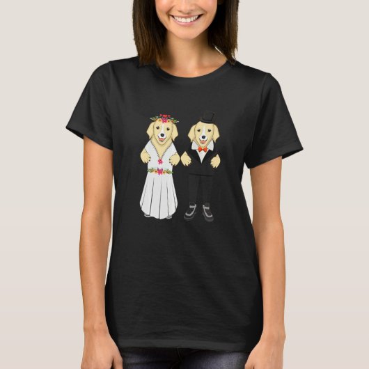ウエディング結婚したデイ犬飼育者 Tシャツ (正面)