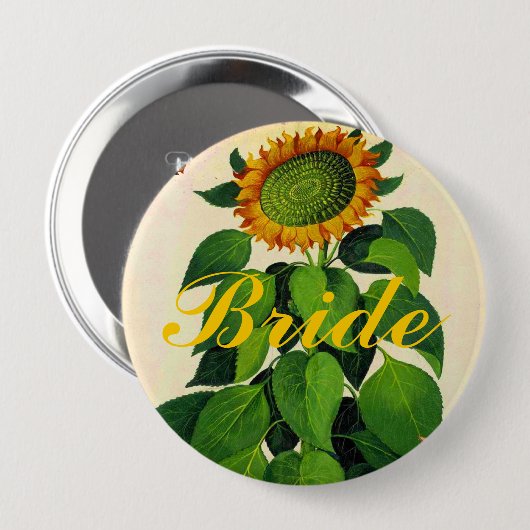 ウエディング結婚パーティー用ひまわりバッジ 缶バッジ (正面&裏面)