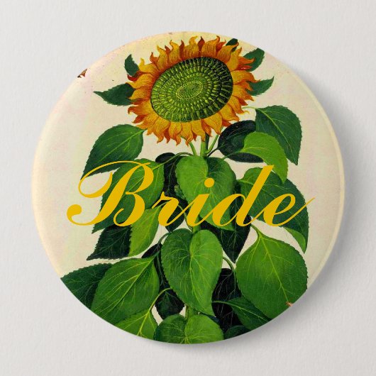 ウエディング結婚パーティー用ひまわりバッジ 缶バッジ (正面)