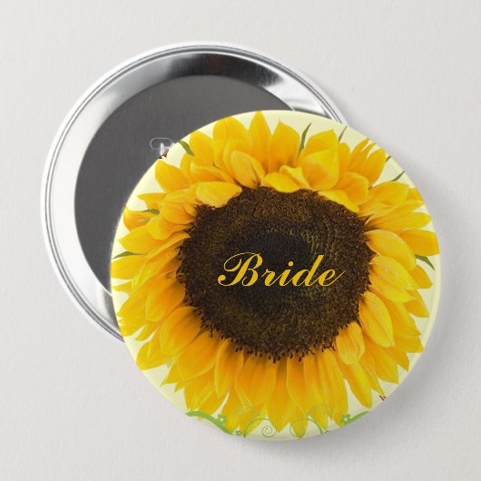 ウエディング結婚パーティー用ひまわりバッジ 缶バッジ (正面&裏面)