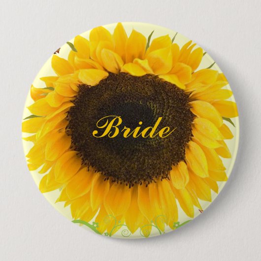 ウエディング結婚パーティー用ひまわりバッジ 缶バッジ (正面)