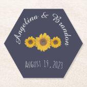 ウエディング缶冷却用ひまわりトリオ ペーパーコースター (正面)