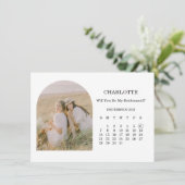 ウエディング アーチ フォト カレンダー カード - 私のブライズメイドになってくれますか? (スタンド正面)