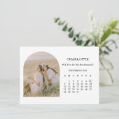 ウエディング アーチ フォト カレンダー カード - 私の花嫁の介添え人になってくれますか？ (スタンド正面)