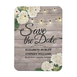 ウエディング セーブ・ザ・デート ハイドランジア ストリング ライト 木 マグネット