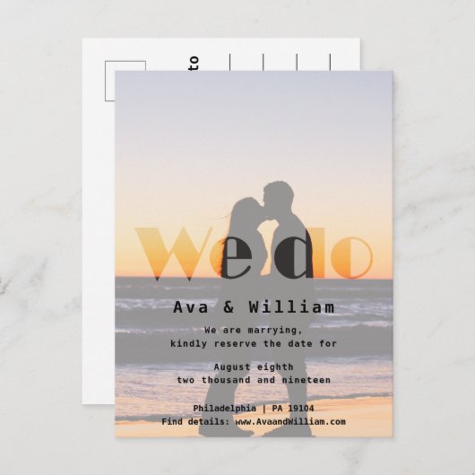 ウエドゥ - ビーチウェディング - 予約しました 案内ポストカード (正面/裏面)