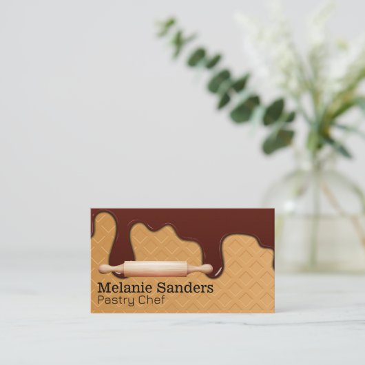 ウエハーとチョコレートシロップ | の転がピン 名刺 (スタンド正面)