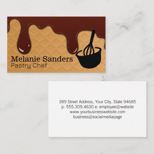 ウエハーとチョコレートシロップ | ウィスク混合ボウル 名刺 (正面/裏面)