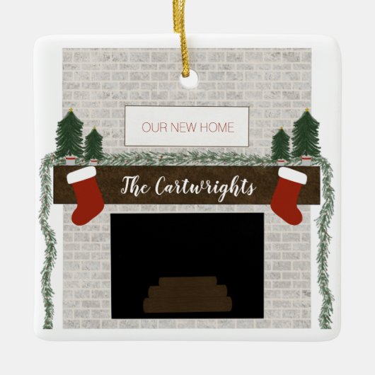 ウエパーソナライズされたファーストホームファームハウスオーナメント セラミックオーナメント (正面)