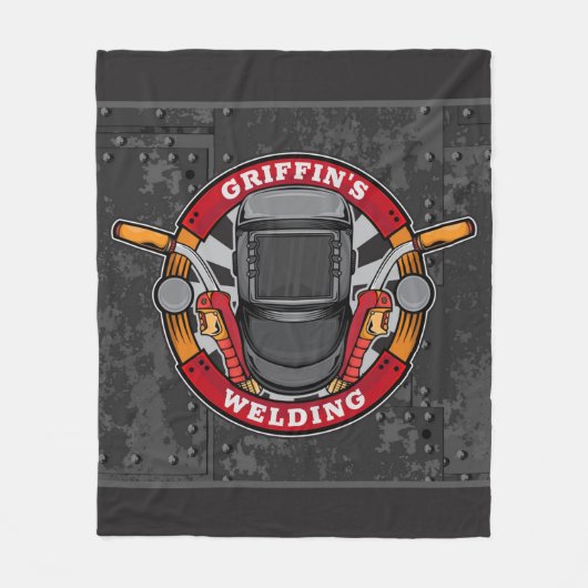 ウエルパーソナライズされたダー金属加工機溶接店 フリースブランケット (正面)
