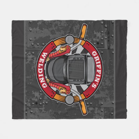 ウエルパーソナライズされたダー金属加工機溶接店 フリースブランケット (正面(横))