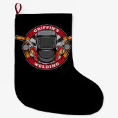 ウエルパーソナライズされたダー金属加工機溶接店 ラージクリスマスストッキング (正面)