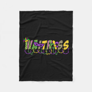 ウエートレスおもしろいマーディグラスシャツフェスティバルパーティーマス フリースブランケット