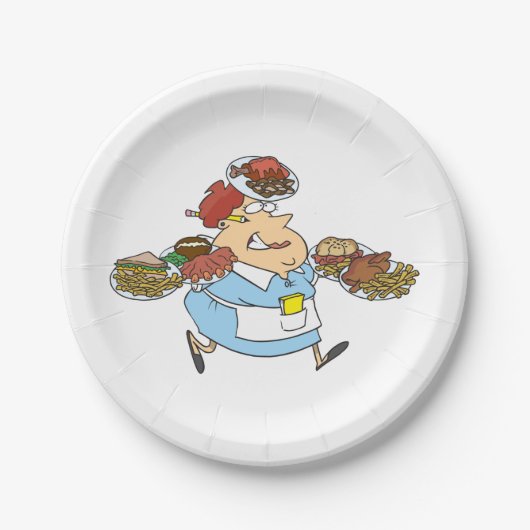 ウエートレスおもしろい ペーパープレート (正面)