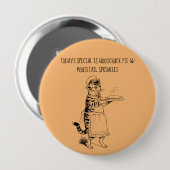 ウエートレス猫サービングパイおもしろいキャットボタン 缶バッジ (正面&裏面)