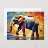 ウエ威厳のあるスの象鮮やか象 ポストカード (正面/裏面)