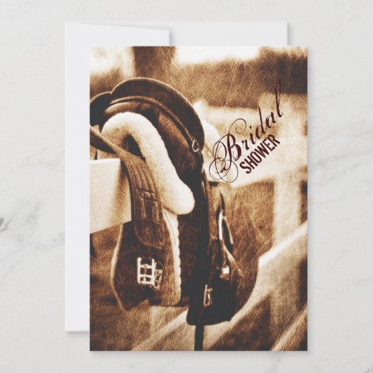 ウエ素朴スタンカウボーイ馬鞍ブライダルシャワー 招待状 (正面)