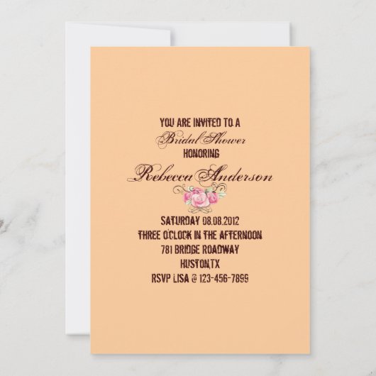 ウエ素朴スタンカウボーイ馬鞍ブライダルシャワー 招待状 (裏面)