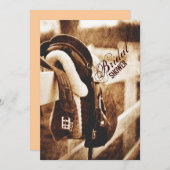 ウエ素朴スタンカウボーイ馬鞍ブライダルシャワー 招待状 (正面/裏面)