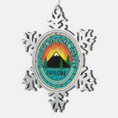 ウォシト川の国有林のアーカンソーHOT SPRINGS湖 スノーフレークピューターオーナメント (右)