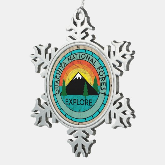 ウォシト川の国有林のアーカンソーHOT SPRINGS湖 スノーフレークピューターオーナメント (右)