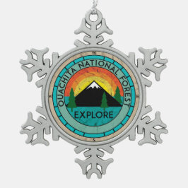 ウォシト川の国有林のアーカンソーHOT SPRINGS湖 スノーフレークピューターオーナメント