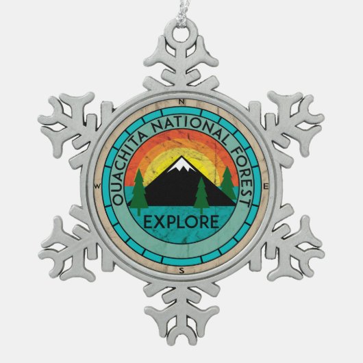 ウォシト川の国有林のアーカンソーHOT SPRINGS湖 スノーフレークピューターオーナメント (正面)