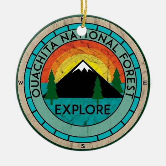 ウォシト川の国有林のアーカンソーHOT SPRINGS湖 セラミックオーナメント (正面)