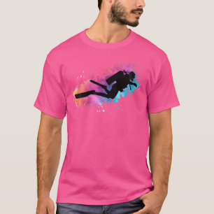 ウォスクーバカラフルダイバーシュノーケラースキューバダイビングイン Tシャツ