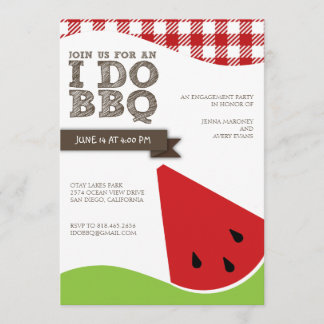ウォターマロンアート付きの BBQ での結婚式の約束パーティー 招待状