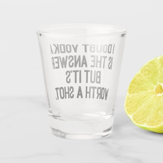 ウォッカが答えおもしろい引用文 ショットグラス (裏面)