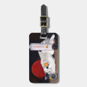 ウォッカ・トニック・バー・アートの長毛TuxedoCat。 ラゲッジタグ (正面縦)