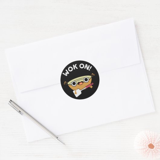 ウォックオンおもしろい中国の料理プンダークBG ラウンドシール (封筒)