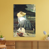 ウォッシャーウーマン・バイ・ザ・リバー, 1860 キャンバスプリント (インサイチュ (リビング))