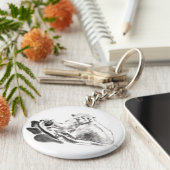 ウォッシュズ絵画モンキーイヤー〔占星術の〕十二宮図ラウンドキーチェーン キーホルダー (側面)