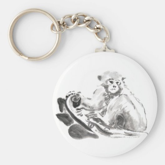 ウォッシュズ絵画モンキーイヤー〔占星術の〕十二宮図ラウンドキーチェーン キーホルダー (正面)