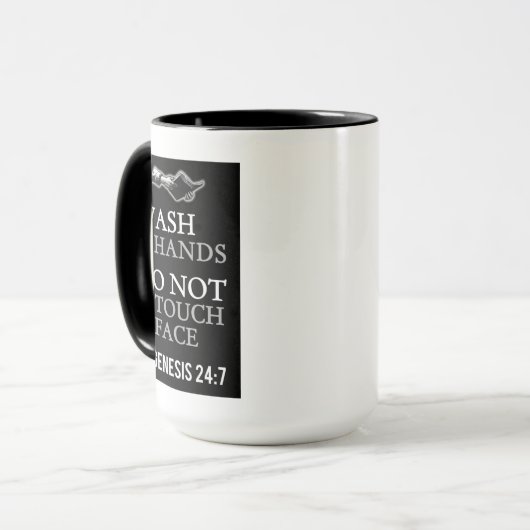 ウォッシュハンズドントTouch顔バイブル引用文 マグカップ (正面左)